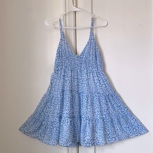 Floral dress in light blue and white